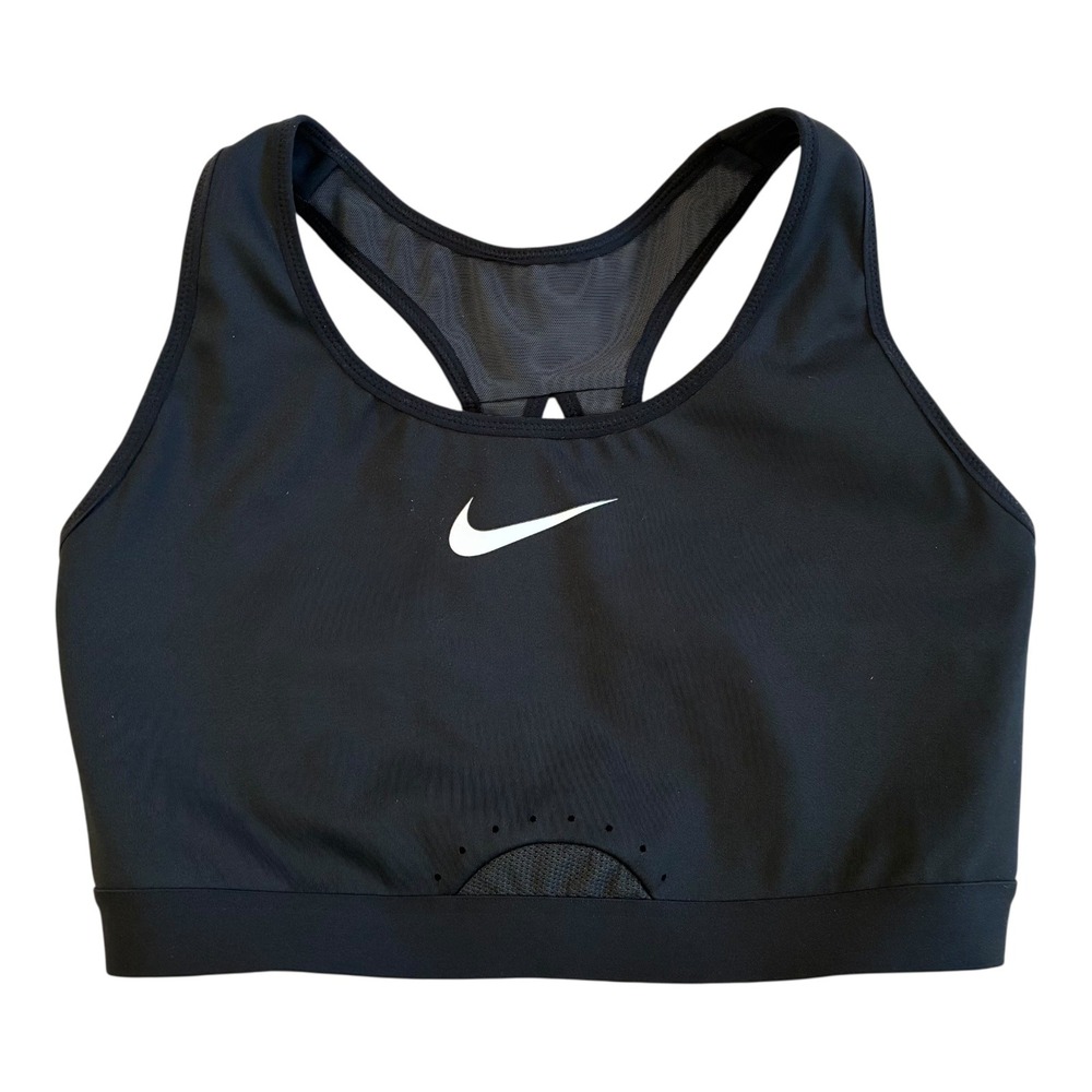 Nike Dri-FIT Sports Bra‎ Medium Black White Racerback Adjustable Athletic Top